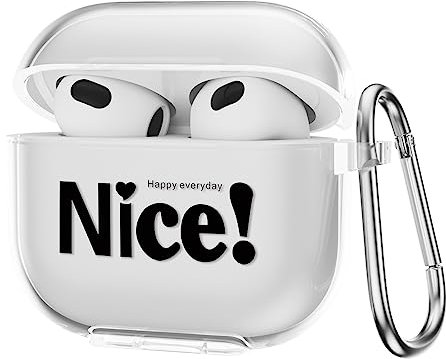 CasurvivePro Fundas para auriculares AirPods 3, con mosquetón transparente, fundas de TPU con bonito patrón para Apple AirPods (3ª generación)