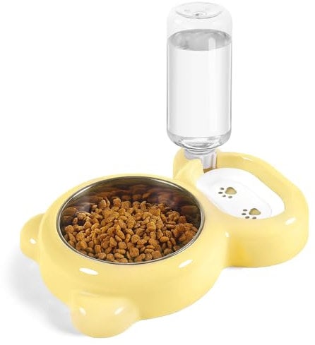 Dog Bowls, Cat Food and Water Bowl Set with Water Dispenser and Stainless Steel Bowl for Cats and Small Dogs