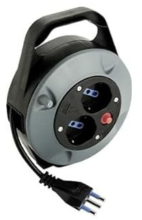 Fai 8176 Prolunga Elettrica con Avvolgicavo 5 mt, 4 Prese Polivalenti (Schuko + 10/16A), Spina 16A, Sezione Cavo 3G1 mm², Grigio/Nero