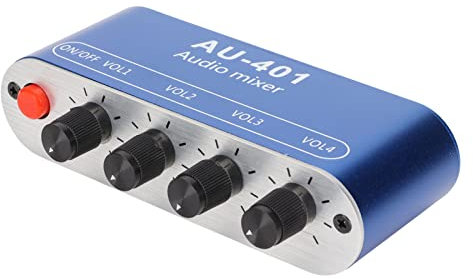 Audio Mixer 4 Channel 3.5mm, Mini Stereo With Separate Volume Controls 4 In 1 Out Passive Low Noise, for Mixing Instrument PC Mobile Phone Laptop Headphones Speakers