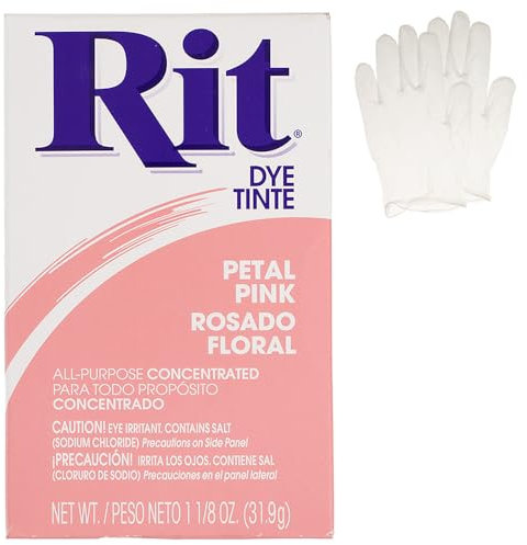 Tinte concentrado multiusos en polvo, paquete individual con guantes de plástico para ropa, decoración y manualidades, color rosa pétalo