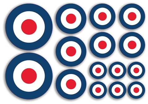A5-Aufkleberbogen RAF Runde Vinyl-Aufkleber – Flagge, Mod, Luftwaffe, Zielprojekt, Flugzeug, Krieg, Armee, Reisen, Handwerk, Modell, Scrapbook #81522