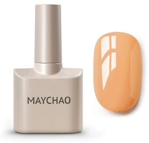 MAYCHAO 15ML Cream Orange Gel Nail Polish, Soak Off UV LED Gel Polish Nail Art Starter Manicure Salon DIY at Home, 0.5 OZ