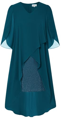Hanna Nikole Damen Stretchy Bleistift Kleider Vintage Rockabilly Kleid Pfauenblau 44