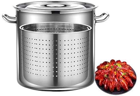 WJFLUCK Großer Langusten-Kochtopf für Meeresfrüchte, 27 QT/45 QT/63 QT, Robustes Edelstahl-Kochgeschirr, Suppentopf, Nudeltöpfe, Dampfgarer für Zuhause und draußen, 45 x 45 cm