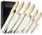 Home Hero Küchenmesser-Set mit Schärfer – Messerblock-Set aus kohlenstoffreichem Edelstahl mit ergonomischen Griffen (12 Stück – Cremefarben)