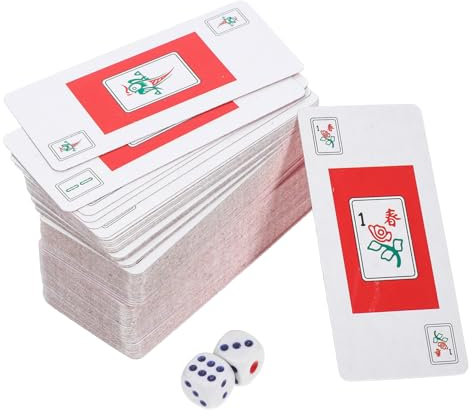 ifundom 2sätze Tragbare Chinesische Mahjong Karten Spielkarten Mit Zubehör Für Reisen Camping Partys Robuste Und Leichte Mahjong Pokerkarten Für Unterwegs