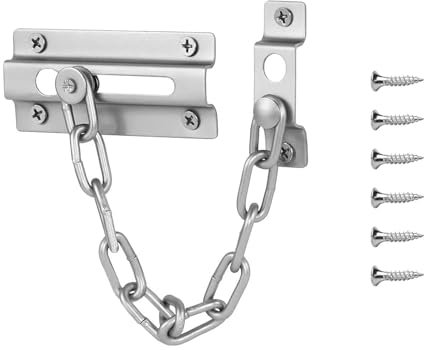 Internal Door Chain Lock - Durable Door Reinforcement Chain for Enhanced Home Security - Easy to Install with Complete Installation Kit