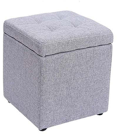 Aufbewahrungshocker, Schuhbank zum Wechseln, praktischer Fußhocker, Stoff-Puff, gepolsterte Fußstütze, einzelner Ottoman-Sitz, Teetisch-Hocker, bequem und langlebig (Farbe: Grau) Star of Light