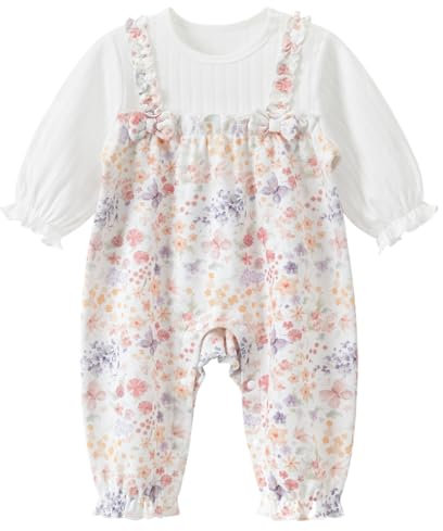 gurcooc Neonata Pagliaccetto a maniche lunghe Jumpsuit con volant Cotone a coste Bowknot Onesie Outfit 3-24 Mesi