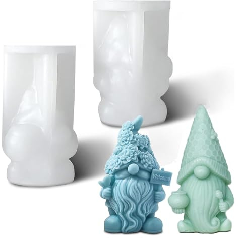 Moules en Silicone pour Bougies, Moules en Silicone en Forme de Gnome de Noël, Moules Décoration Noël 3D Moule à Savon Moule à Résine époxy pour la Fabrication de Bougies Savon Chocolats
