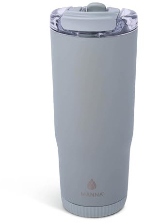 Manna Groove Stainless Steel Insulated Tumbler with Locking Tritan Lid and Flip-up Straw - 30 Oz - Soft Meadow Powder Coat