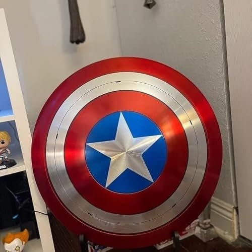 Captain America Schild 55,9 cm Captain Round Shield Metall Replik Halloween Mittelalter Rüstung Cosplay Schild LARP Kampfschild Rot Rustikal Vintage Home Decor Geschenke Theater Spielen Captain