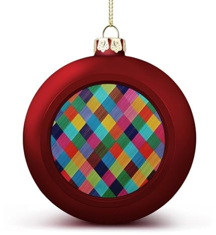 Weihnachtsbaumschmuck, buntes kariertes Weihnachtskugel-Dekorationsset, Weihnachtsbaumschmuck für Urlaubsdekoration