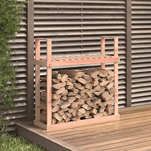 Sufrk Portalegna 110x35x108,5 cm in Legno Massello di Douglas-Portalegna da Esterno per Legna da Ardere Robusto Impilatore di Legno Scaffale Porta legnaia da ardere