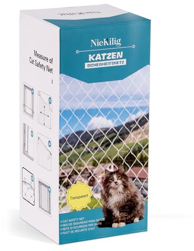 NieKilig Red para Gatos Balcón, Terraza Red Gatos Ventanas sin Taladrar, Red Protección Transparente para Gatos para Asegurar Balcones, Terrazas, Ventanas, Tragaluces, Puertas (6x3m)