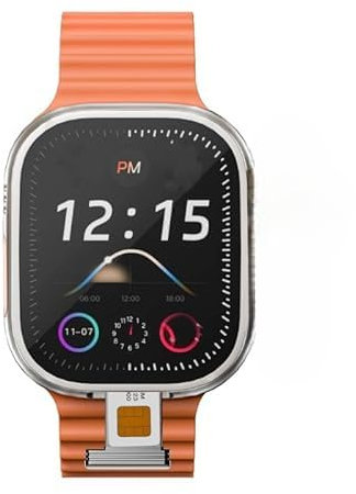 XINDADA CD12 Smart Watch 5G LTE Android 10.0 OS Rotary Camera GPS WiFi 4G/5G Sim Card 128GB Rom Touch Encoder Smartwatch (2GB 32GB,Silver Orange)