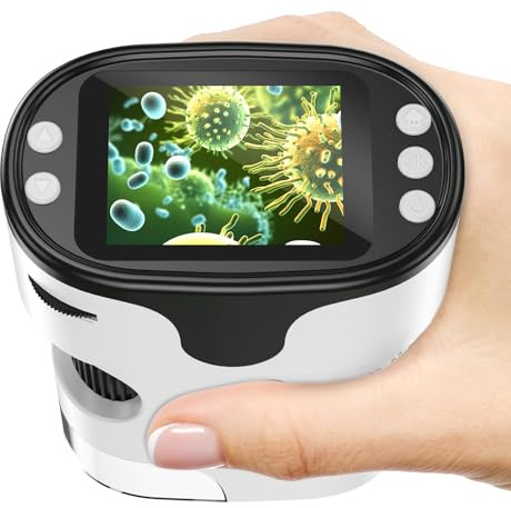 Kids Digital Microscope Science Gift: Complete STEM Toy Kit for Ages 4-12 | 32GB Card for Photos & Video / Custom EVA Case / Real Glass Slides / Upgraded 3mm Slide Slot / 2.5H Rechargeable Use
