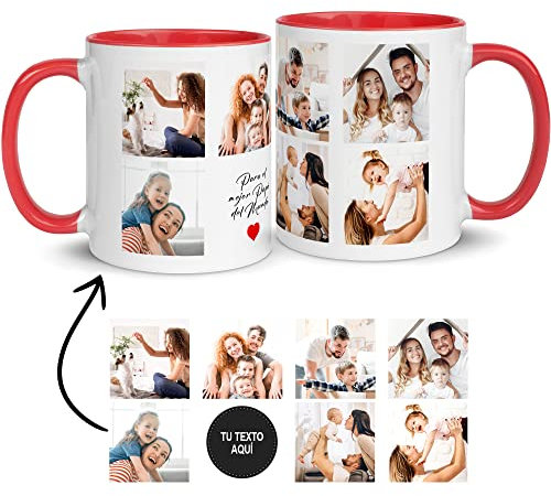 Zumo Digital Taza Personalizada con tu Foto, Regalos Personalizados, Fotos Collage Layout, Tazas Desayuno Originales, Regalos Especiales (Red)