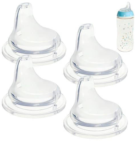 Lot de 4 becs de rechange en silicone compatibles avec les gobelets Nuk Active et Learner Cups, en silicone transparent, passe au lave-vaisselle, sans déversement, sans BPA, becs de rechange pour