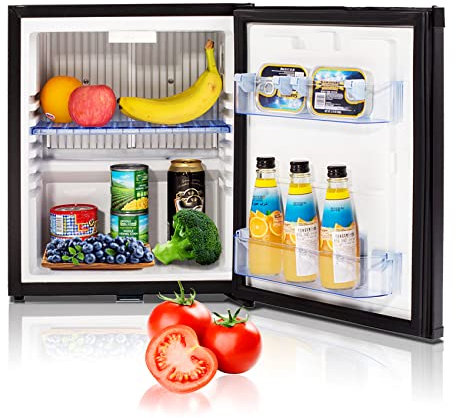 Techomey Frigo 12V 30L, Frigo Camping car 12V 220V avec Serrure pour Camping car, Caravane, Camion, Hôtel, Bureau et Chambre, Noir, 0-10℃