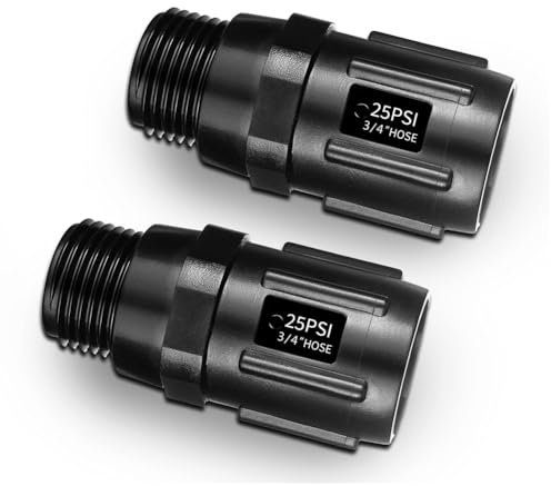 Kissmii Druckregler für Tropfbewässerung, 25 PSI, 3/4 Schlauchgewinde, Druckminderer für Tropfbewässerung - 2er-Pack