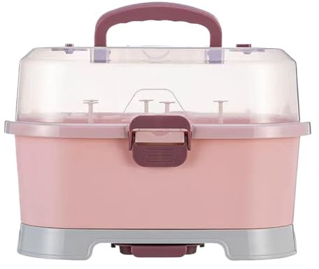 Gacqpli Soporte para secar biberones, escurridor para biberones con tapa, cajas grandes para biberones que ahorran espacio, a prueba de polvo y extraíble