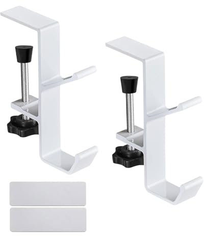 LEEQBCR 2 PCS Supporto per cuffie, porta cuffie da scrivania, supporto da tavolo regolabile, adatto per appendere zaini, cuffie, borse, supporto multifunzionale