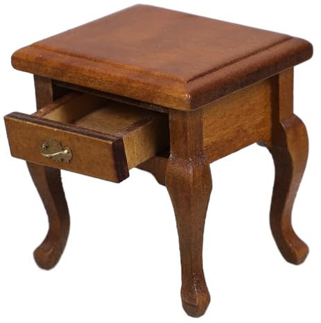 HIAKDOFT Miniature Table Cabinet Legno Scale Comodino Elegante Per Decorazione Camera Da Letto e Soggiorno Stile Francese Rustico Con Cassetto Mobile Versatile Per Casa Delle Bambole