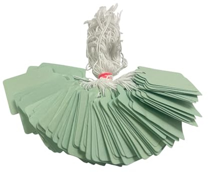 Pack of 100 Large Light Green Strung Tags Price Tickets 36 x 53mm
