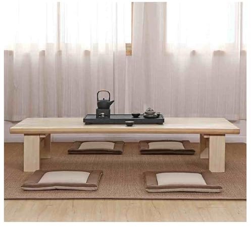 Massivholz einfacher Kleiner niedriger Tisch Wohnzimmer Couchtisch Verschiedene Größen Kein Wackeln im Gebrauch Geeignet für eine breite Palette von Anwendungen(Log Color,100 * 60 * 38cm)