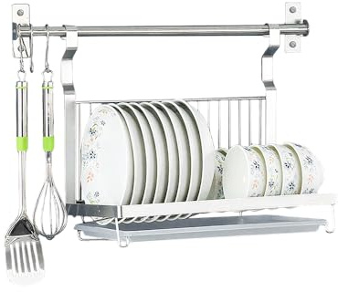 TentHome Escurridor de Platos Plegable Acero Inoxidable Pared, Escurreplatos con Bandeja, Escurre Organizador de Platos de Cocina, Seca Platos Escurridor Pequeño Cocina, Secaplatos
