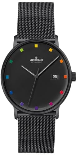 JUNGHANS Herren-Automatikuhr Form A Bauhaus Edition 27/4533.44 | mattiertes Edelstahl-Gehäuse, schwarz PVD-beschichtet