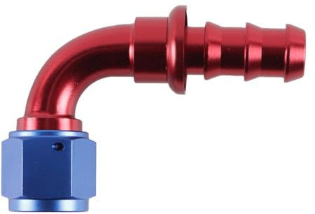 Ausi AN10 Straight 90 Degree Push On Twist Lock Oil Gas Fuel Line Hose End Plug Aluminium Alloy Red Blue