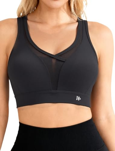 Yvette Verstellbarer Sport BH U Rücken Starker Halt | mit Haken & Öse,Bügellos,eingenähte Cups,für Fitness Lauf