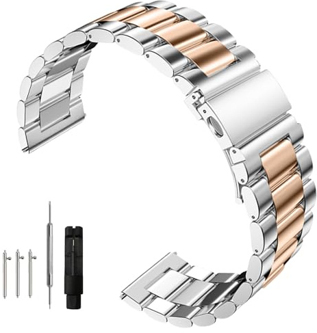 Nizonlaie Edelstahl Uhrenarmband Metall Uhrenarmbänder mit Schnellverschluss Armband 14mm 16mm 18mm 20mm 22mm 24mm Ersatzarmbänder Metallarmband für Traditionell Uhr für Herren Damen