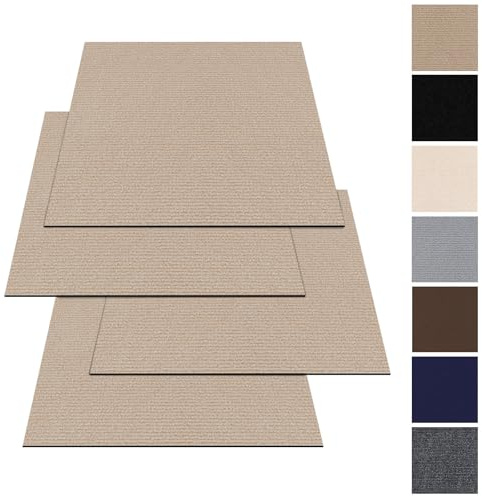 Teppichfliesen 50x50cm Teppichfliesen Selbstklebend - 10 Stück Set - 2.5m² - Teppichboden, Teppich Fliesen mit Rückendeckung, Strapazierfähiger Teppich Bodenbelag für Wohnung,Büro,Gewerbe, Hellbraun