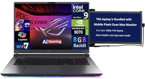 ASUS ROG Strix AI Gaming Laptop 18 240Hz IPS WQXGA Display (Intel Ultra 9-275HX, GeForce RTX 5070 8GB, 64GB DDR5, 8TB PCIe SSD, RGB KB, Thunderbolt 4, Win 11 Home) w/Duex Max DS Monitor