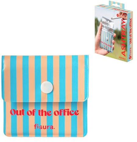 Fisura - Reusable Pocket Ashtray “Out of the Office” – Portable Ashtray for Car, Travel, Outdoor, Camping & Festivals – Compact 8 x 8 cm Small Ashtray