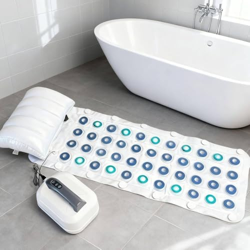 JINGEDD Spa Bubble Bath Massager Mat for Bathtub,Electric Jet Spa Pad with 6 Adjustable Speeds, with Warm Air,Anti-Slip Design, Remote Control and Pillow for Smooth Bathtubs