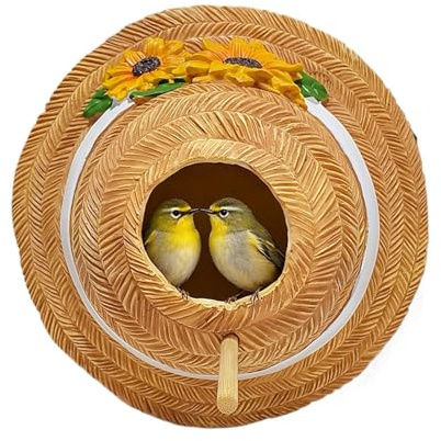 Vogelhäuser für Draußen Strohhutförmiges Gartenvogelhaus | Hinterhof-Kolibrihaus für Zaunkönig, Hüttensänger, Wildvögel, Garten, Terrasse, Hof, Balkon, Hinterhof, , Vogelbeobachter,