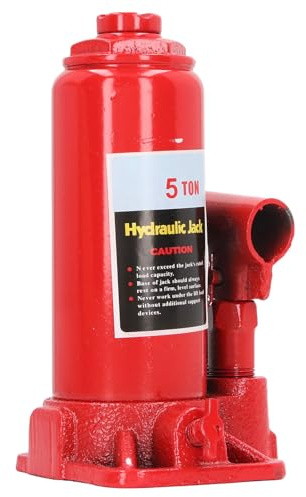 Aolidsive Gato Hidráulico de Botella de Acero para Coche, 5T, Vertical, Manual, con Válvula de Derivación de Seguridad, Rango de Elevación de 180 a 355 Mm, para de Neumáticos de Coche, Uso en Garaje