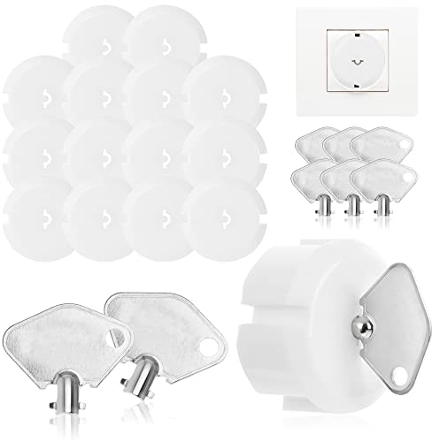 com-four® 15x Steckdosen Kindersicherung - Kindersicherung Steckdose mit Metall-Schlüssel - Steckdosen Schutz für Babys und Kleinkinder (15 Stück)