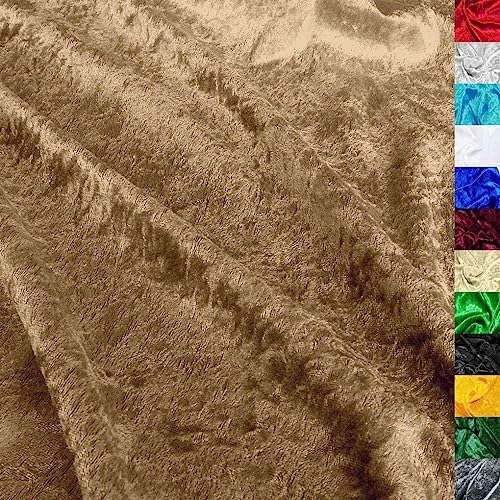 TOLKO 1m Pannesamt Stoff Meterware | glänzender Stretch Samt 145cm breit für Vorhänge Gardinen Bühne Kostüm Kleid Bekleidung | Pannesamt-Dekostoff | Stoffe zum Nähen Meterware Dekorieren (Bronze)