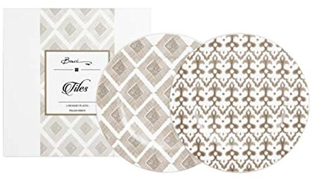 Set aus zwei zweifarbigen Desserttellern mit BACI MILANO TPLA.TILE Inlays / 1 verschiedenen Farben
