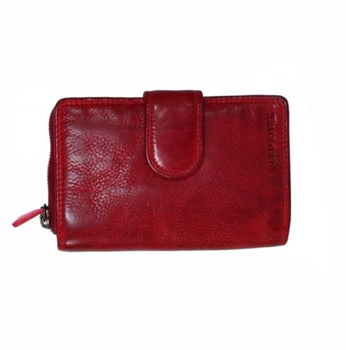 Old River Leder Damen Geldbörse, Frauen Portemonnaie Brieftasche, Damen Nappaleder Geldbörse Vintage mittelgroß(10,5/16/ 4 cm)