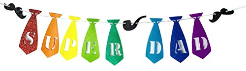 Amosfun Vatertag Banner Super Dad Girlande Schnurrbart Party Dekoration Familie Foto Requisite Foto Booth Hintergrund
