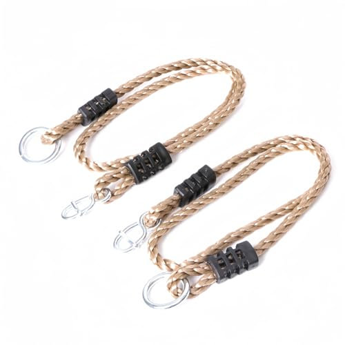 Ymeibe Set of 2 Tree Swing Nylon Ropes Indoor Outdoor Hammock Swinging Chair Straps Hanging Kit for Adjustment or Extension - Holds 700 lbs (40 inch, Brown)