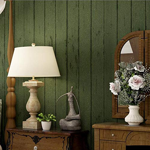 LIBINFAN Papel Tapiz, Retro Nostálgico Imitación Madera Grano No Tejido Tela Rayas Salón Sofá Murales de Fondo Decoración de Arte Paño de la Pared (0.53 * 10m)