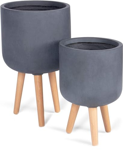 Park Alley Blumentopf Mit Beinen, 2er Set, Ca. Ø 30 x H 50 cm Und Ca. Ø 25 x H 39 cm, Ideal Für Zuhause Oder Im Büro, Blumenkübel Rund, Anthrazit